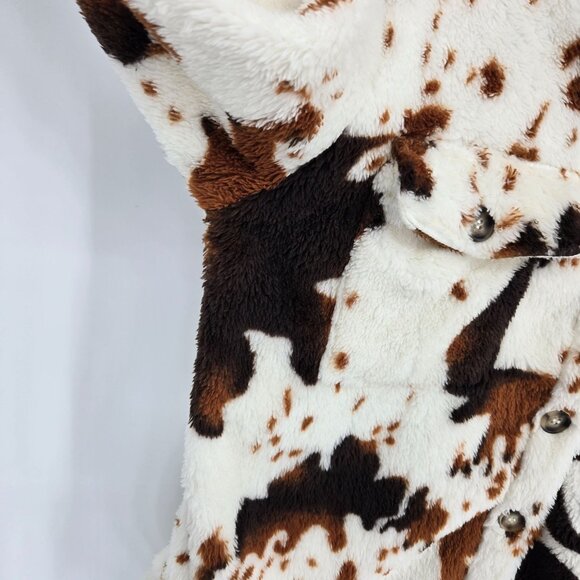 Honey and sparkle womens size small brown cow hide print button up shacket - Picture 3 of 10
